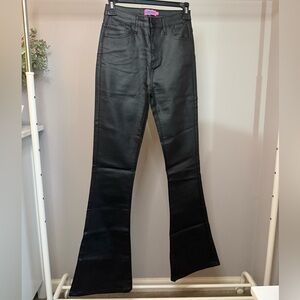 Barely Worn - Women's Edikted Luna Faux Leather Flare Jeans in Black Size M